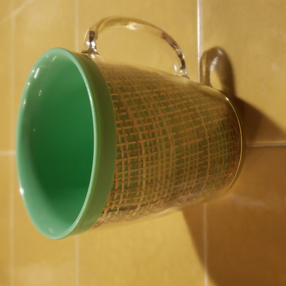 RAFFIAWARE Vintage 50's Tiki Insulated Melmac Cup/Mug Green